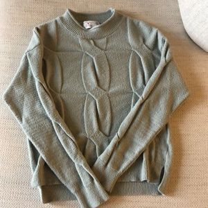 Green cable mock neck sweater
